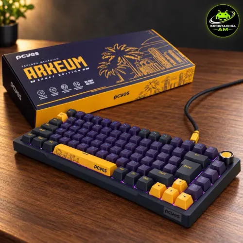 Teclado Mecânico Gamer Pcyes Arkeum Sunset Edition RGB com Fio
