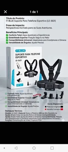 Suporte peitoral para celular e câmera GoPro