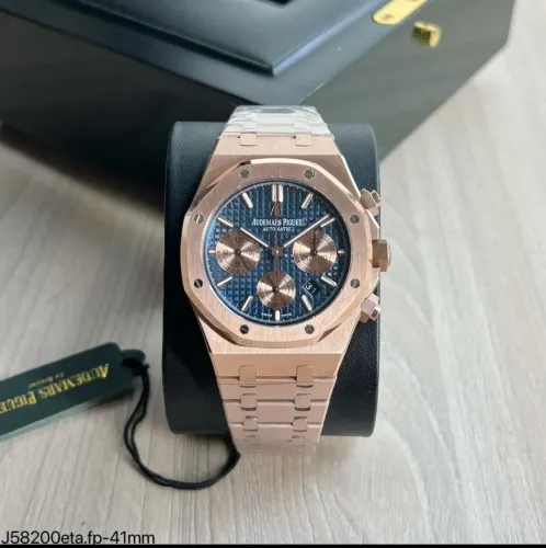 Relógio Audemars Piguet Cronograph Rose BLUE ETA Suíço Exclusivo