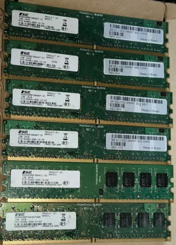 Memórias RAM DDR2 1GB - Lote com 6 unidades