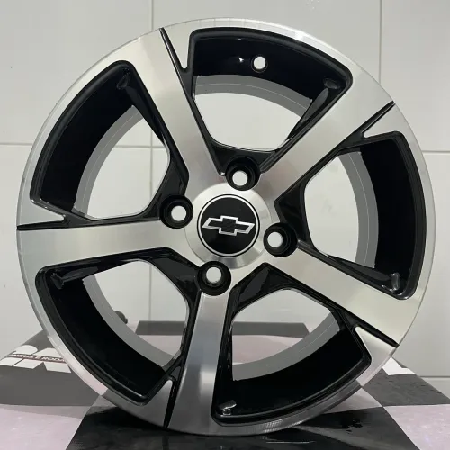 RODA ARO 14 ONIX 4x100 PRETO DIAMANTADO 