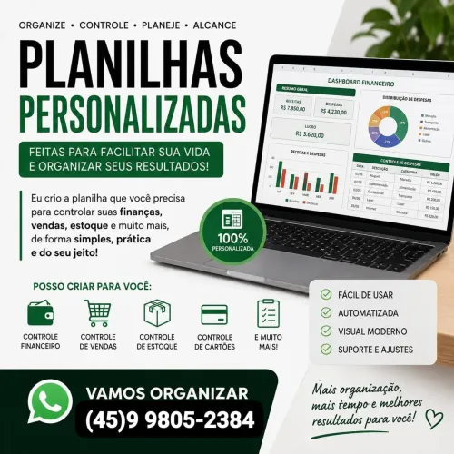 Planilha Financeira Personalizada no Excel | Controle de Gastos, Receitas e Despesas