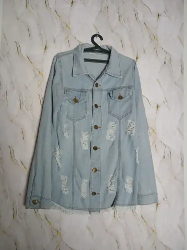Jaqueta jeans rasgada feminina jcr destroyed