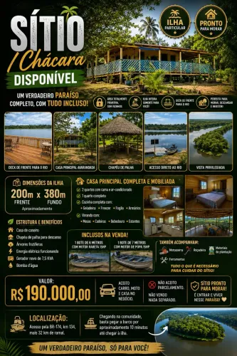 Vende-se sítio ilha em Balbina com tudo dentro