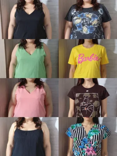 Estoque de 60 blusas femininas novas manga curta P ao GG