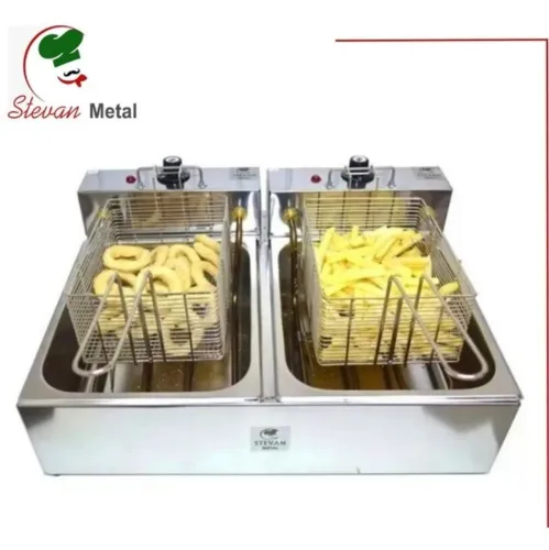 Fritadeira elétrica inox duas cubas