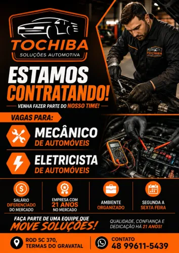 OPORTUNIDADE DE TRABALHO ? A Soluções Automotivas Tochiba está contratando! ? Vagas para