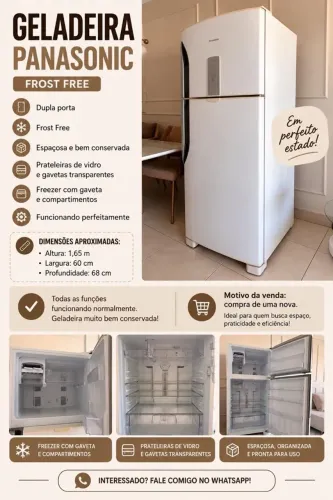 Geladeira Panasonic Frost Free Duplex Branca - Muito Conservada!