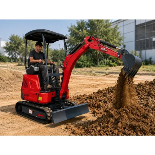 Mini trator escavadeira a diesel 25 Hp 1500kg cabine aberta com cobertura