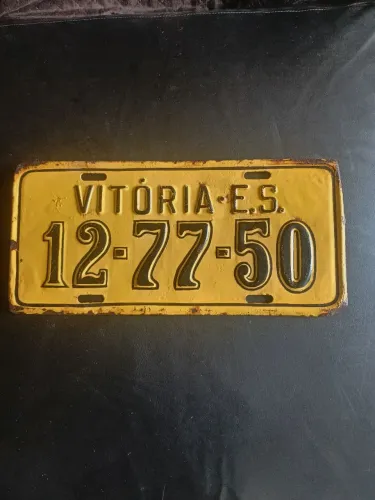 Placa de veículos antigo da década de 50/60