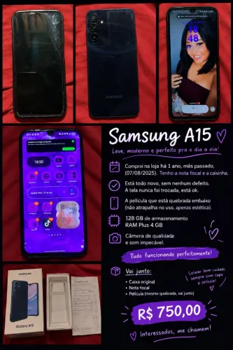 Celular com 1 ano de uso por apenas 750