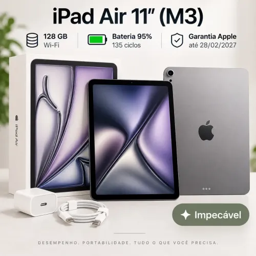 iPad Air 11? M3 128GB Wi-Fi + Caixa | Garantia até 02/2027