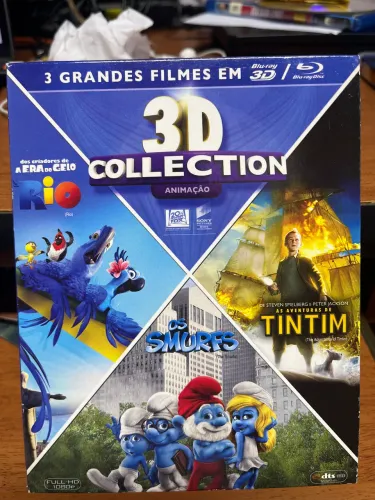 BOX BLU-RAY 3D COLLECTION - RIO + OS SMURFS + TINTIM - 3 FILMES