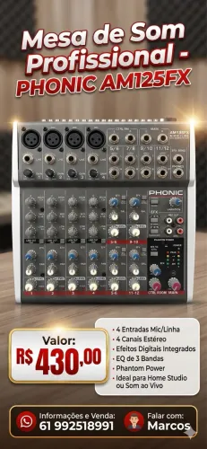 Mesa de som profissional PHONIC AM125FX