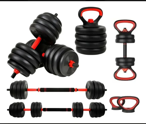Kit Halteres 6 Em 1 Peso Musculação Até 40kg Ajustável Halter, Kettlebell