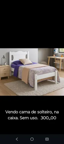 Cama solteiro nova, sem uso, na caixa.