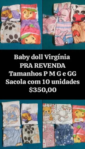 Kit com 10 baby dooll virginha revenda