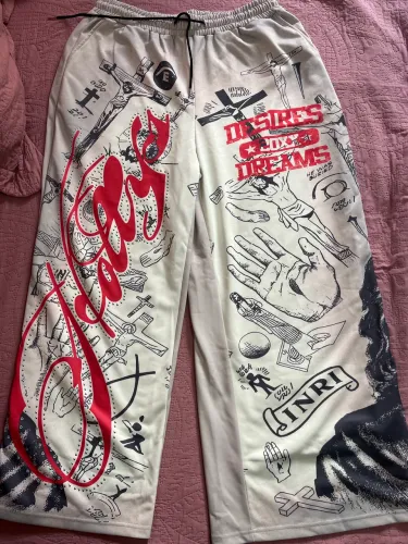 Calça super baggy romwe man Christ edition