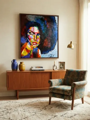 Quadro para decoração. Tamanho 80X110. Espátula. Acrílico