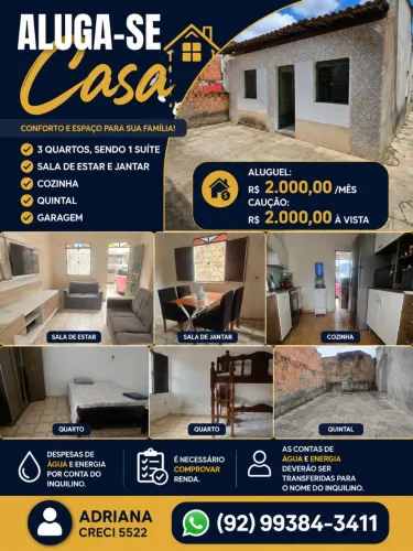 ALUGO CASA NOVO ALEIXO PERTO DO 4 IRMÃO MAT 
