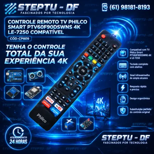 Controle Remoto Philco Tv Smart Ptv60f90dswns 4k Le-7250 Arduino Automação COD-CP809