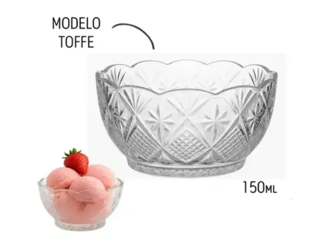 Kit 4 Taças de Sobremesa Vidro 150ml Toffee EmCasaTem