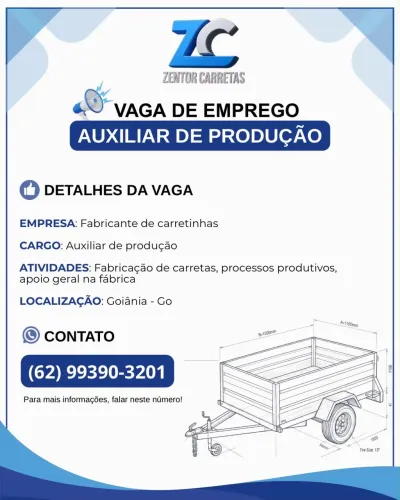 Estamos contratando auxiliar de produção