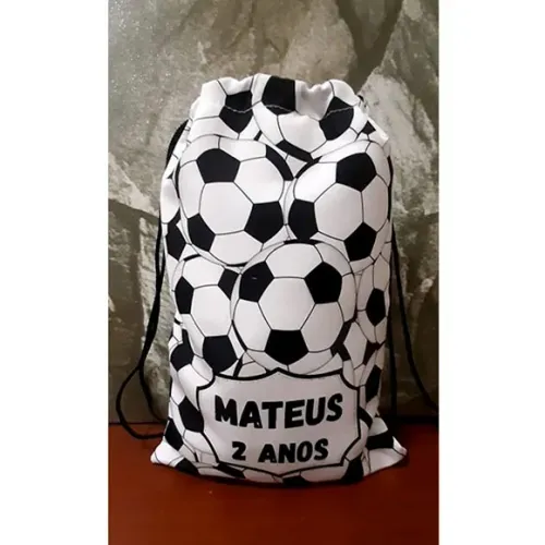 Kit com 10 Sacochila Mochila tipo saco personalizada Futebol 25x35cm