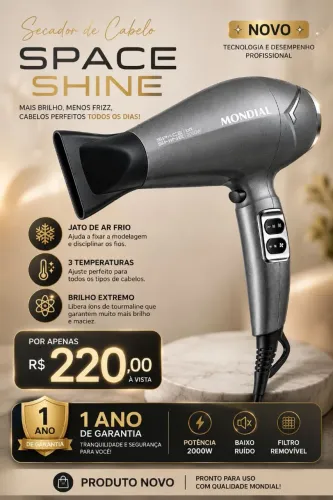 Secador de cabelo space shine