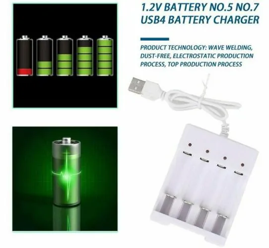 Carregador De Pilha Aa Aaa Bateria Recarregável Com Usb Plug Automação Robotica COD-AP67 