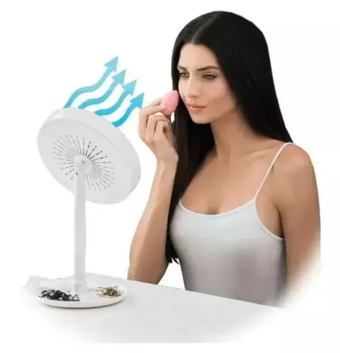 Espelho De Led e Ventilador C/ Mini Espelho Aumento, Usb redondo<br><br>