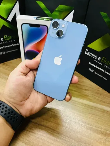 iPhone 14 azul 128gb seminovo - aceito troca 