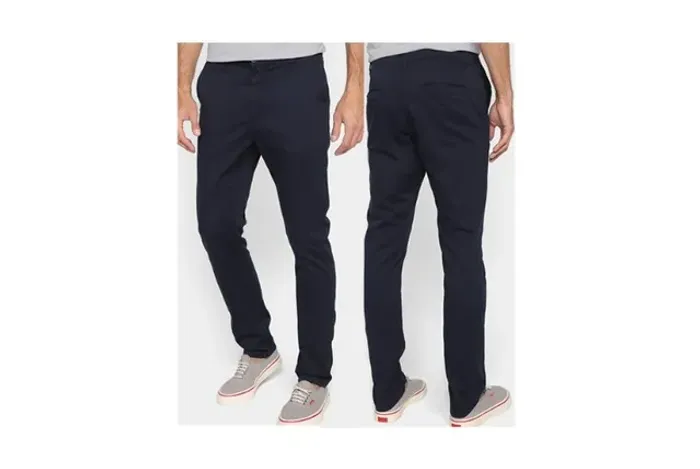 Calça Masculina Sarja Com Elastano, Esporte Fino - Marinho 42