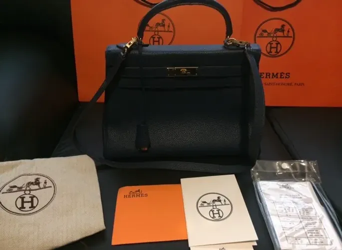 Bolsa Hermès Kelly Navy Clemence