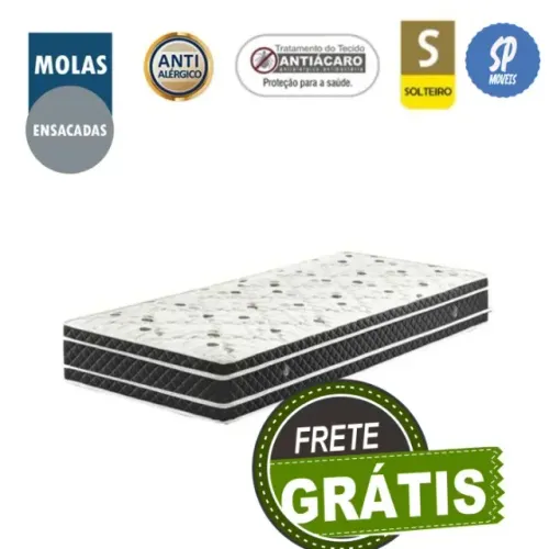 Colchão Molas Ensacadas Solteiro 28cm - Frete Grátis para Capital de SP