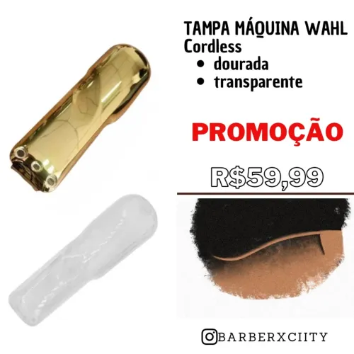 Tampa Máquina Wahl Cordless Dourada e Transparente