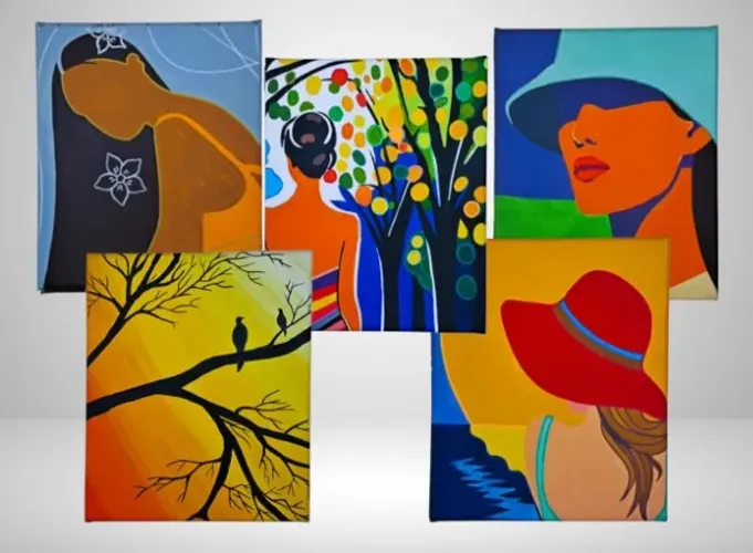 Mini Quadros decorativos pintados a mão em acrílico, envio para todo Brasil