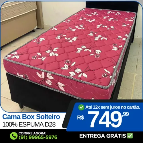 Cama Box Solteiro 100% Espuma D28