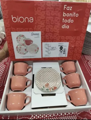 Jogo de Xícaras 12 peças Biona Porcelana Original 