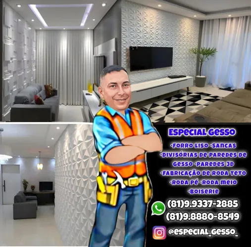 Revestimentos em Gesso 3D - Forro, Sancas, Rodapés