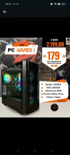 PC Gamer Ryzen 3200G - 8GB RAM - SSD 240GB - R$ 179,00