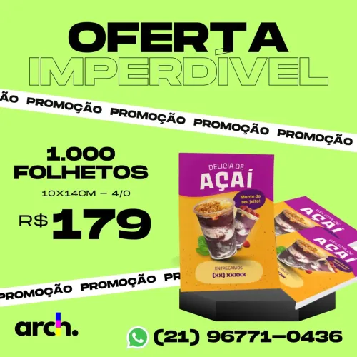 1.000 Folhetos 10x14cm 4/0