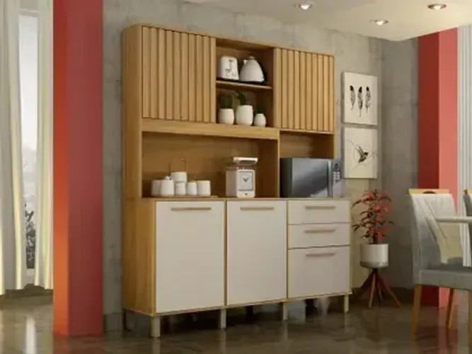 Armário De Cozinha  5 portas 2 gavetas Cinamomo Off
