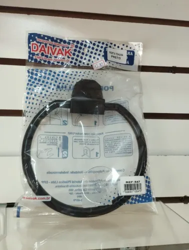 Porta Toalha Redondo com Ventosa - Preto - Daivak Ref. 547
