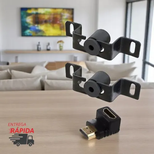 Suporte Tv Universal Fixo Mais Adaptador Hdmi Em L 90 Graus