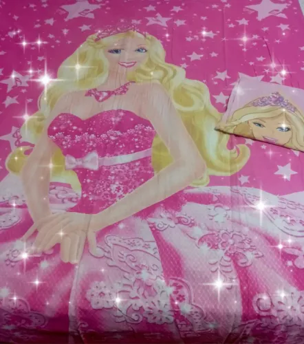 Jogo de Cama Infantil Barbie Princesa popstar 