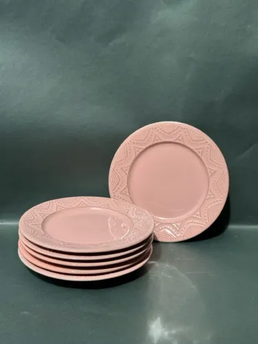 4 Pratos Sobremesa de Cerâmica Decorados
