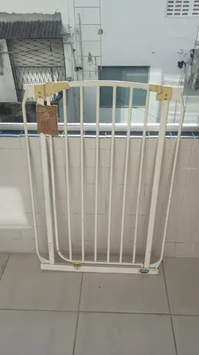 Grade Portão Branco Porta Proteção Pets ou Crianças com Extensor 