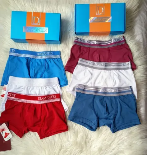 Kit 3 Cuecas Boxer Diamantes infantil 