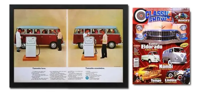 Kit Quadro Kombi Corujinha + Revista Classic com História - Auto Livraria